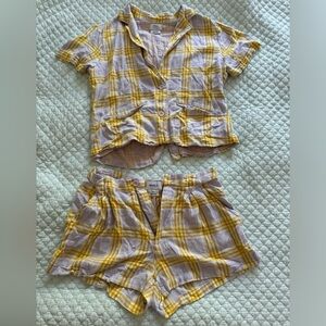 RVCA ceremony Short sleeve button down top and shorts